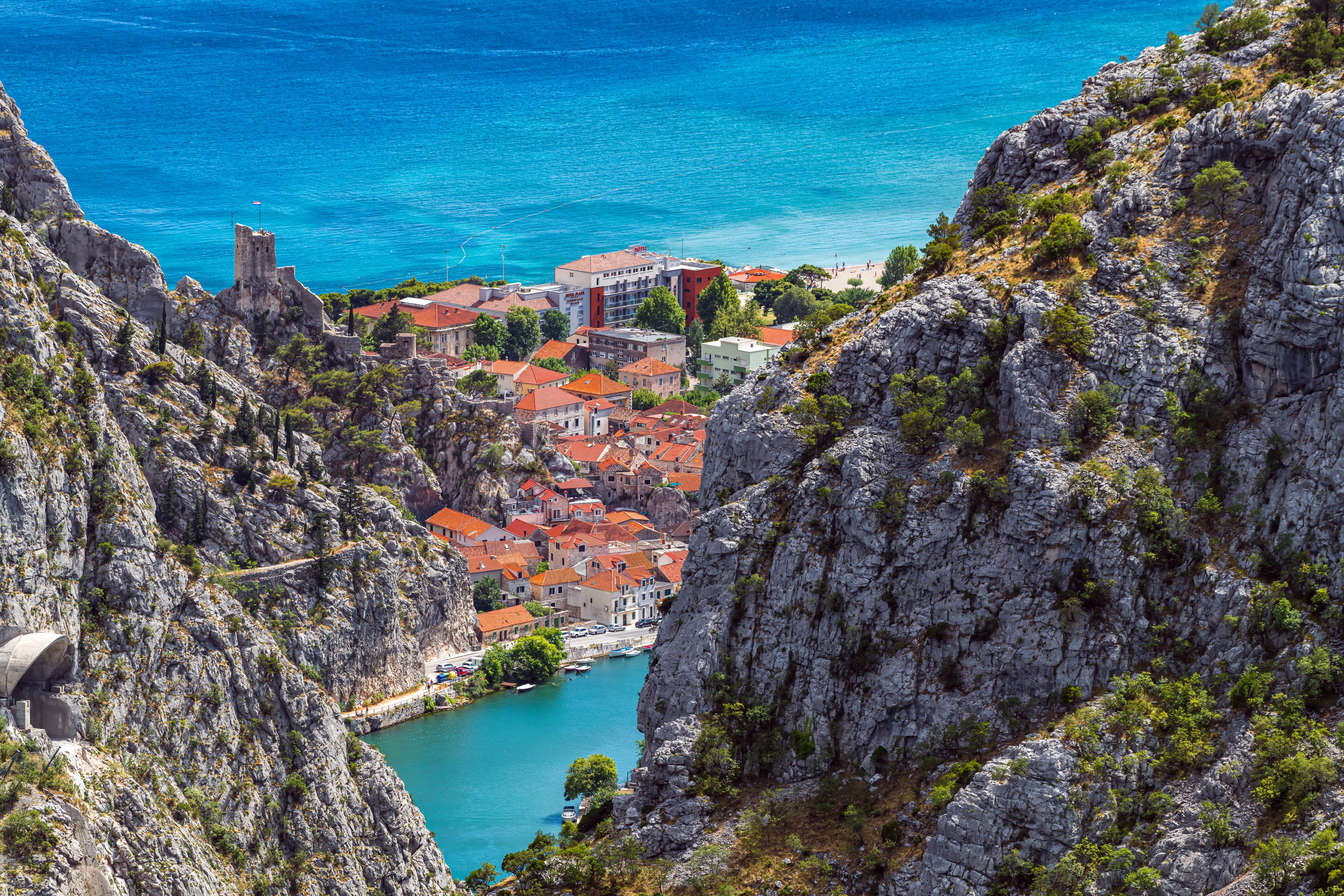 Omiš Canyon Town Framed by Cetina Gorge
