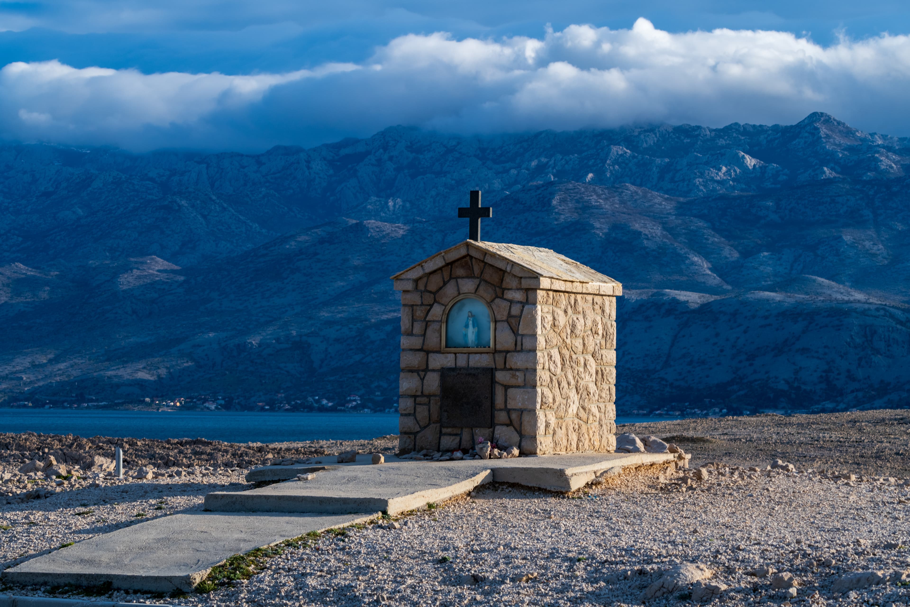 Stone Roadside Shrine on Croatian Karst Plateau