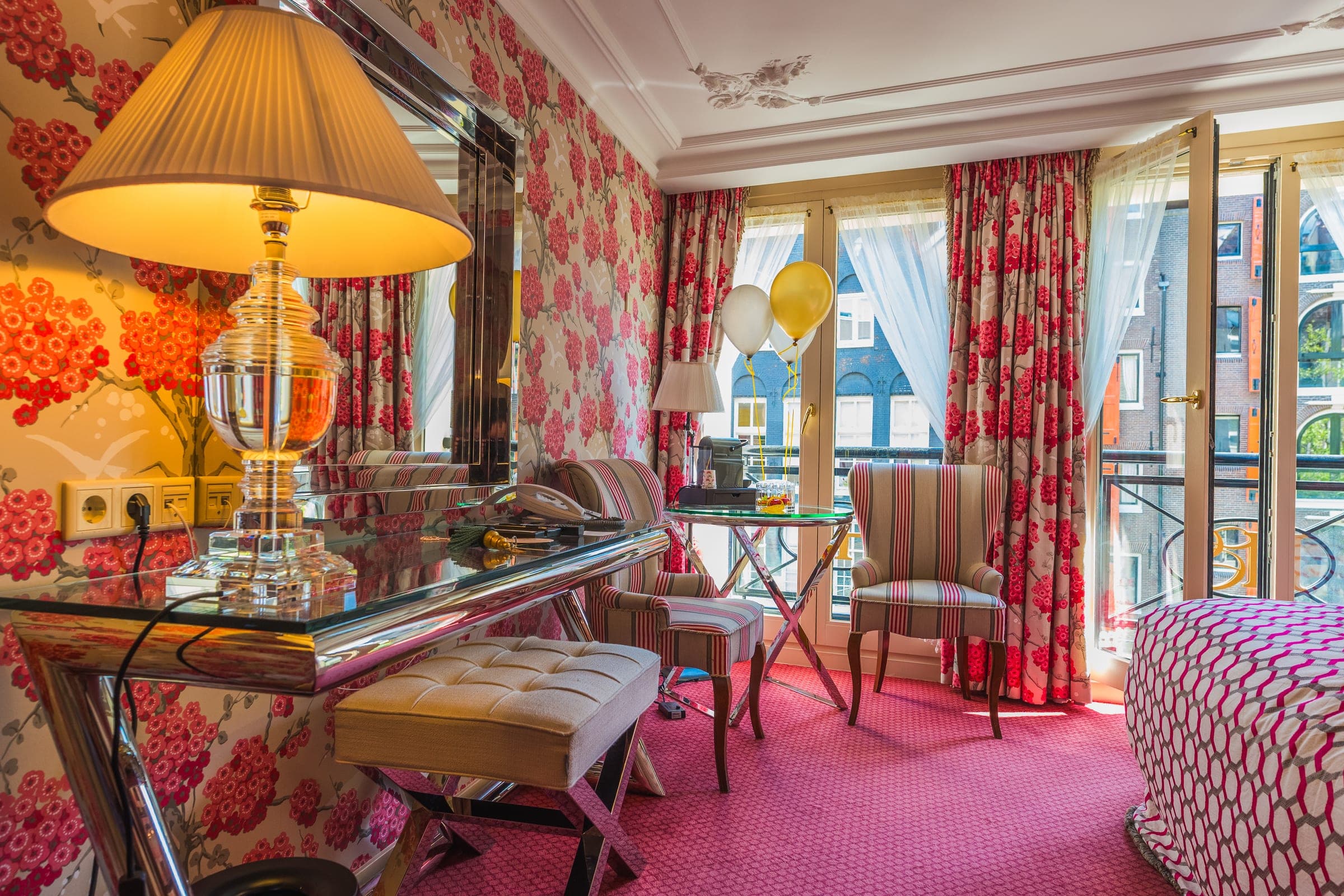 Floral suite with balloons and canal view