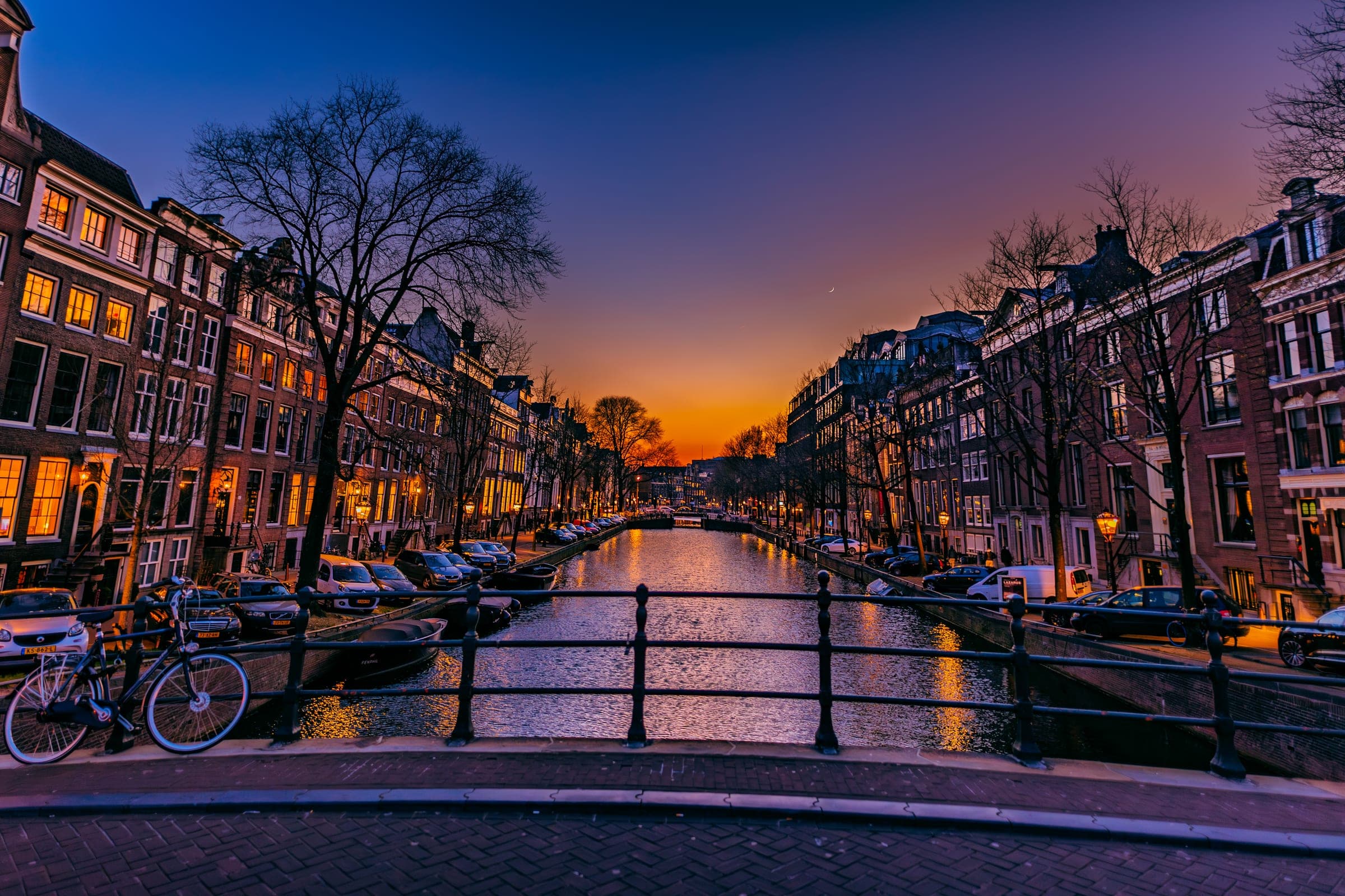 Amsterdam canal at twilight